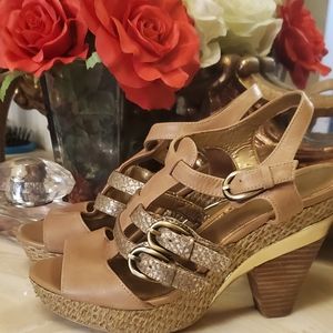 Gold Strappy Sandle Wedges